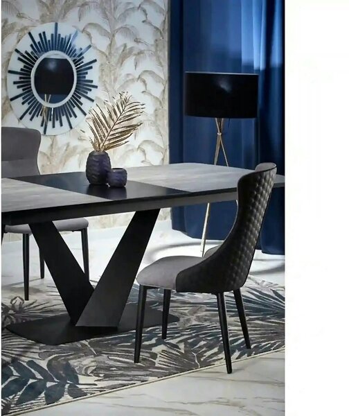 Masa extensibila MDF VINSTON, gri inchis/negru, 180/230x95x76 cm