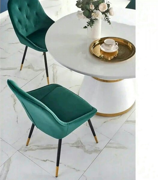 Masa rotunda 120 VEGAS, alb/auriu, MDF/metal