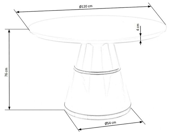 Masa rotunda 120 VEGAS, alb/auriu, MDF/metal