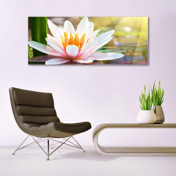 Tablou pe sticla Flori Floral Alb Roz