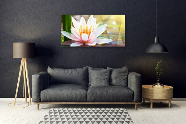 Tablou pe sticla Flori Floral Alb Roz