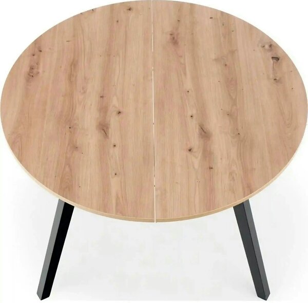 Masa rotunda extensibila bucatarie RUBEN, stejar artisan/negru, 102/14
