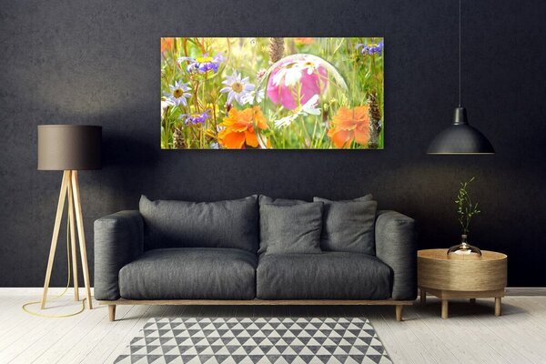 Tablou pe sticla Flori Natura Multi