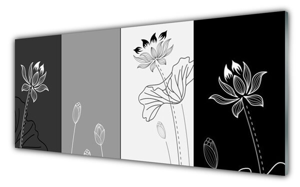 Panou sticla bucatarie Abstract Art Gri Alb Negru