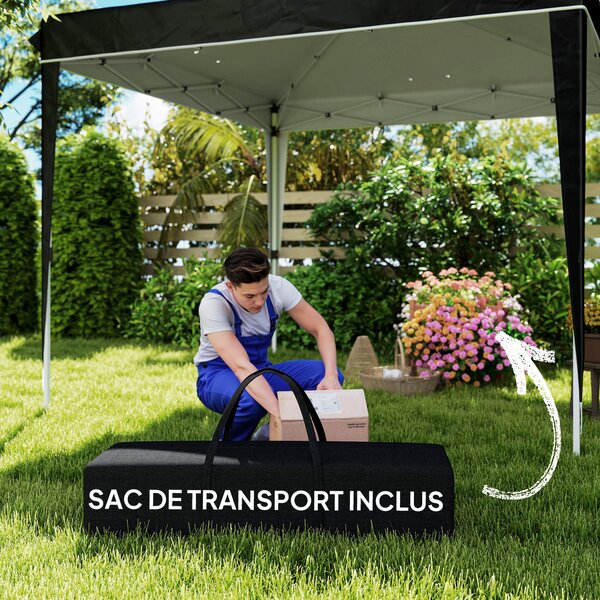 Outsunny Pavilion Pliabil cu Înălțime Reglabilă și Geantă de Transport, 300x300x273 cm, Negru | Aosom Romania