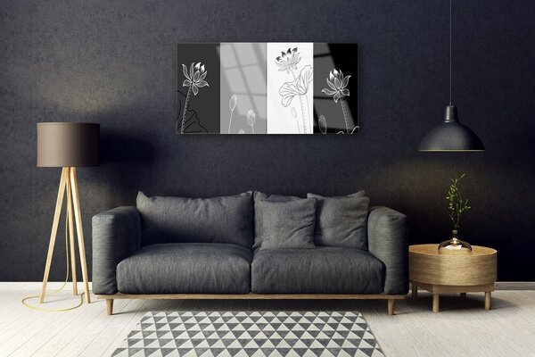 Tablou pe sticla Abstract Art Gri Alb Negru