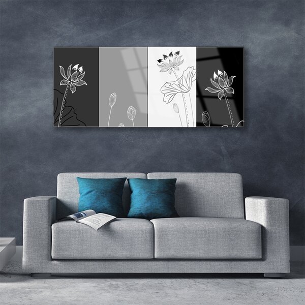 Tablou pe sticla Abstract Art Gri Alb Negru