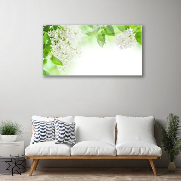 Tablou pe sticla Petale Floral Alb Verde
