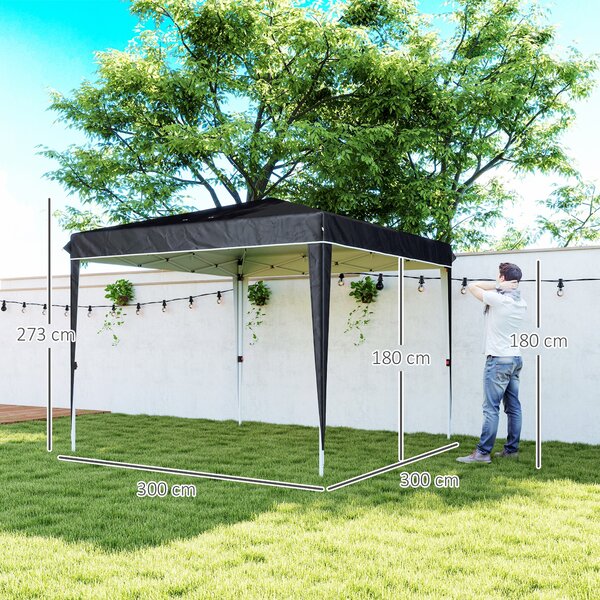 Outsunny Pavilion Pliabil cu Înălțime Reglabilă și Geantă de Transport, 300x300x273 cm, Negru | Aosom Romania
