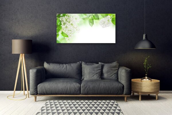 Tablou pe sticla Petale Floral Alb Verde