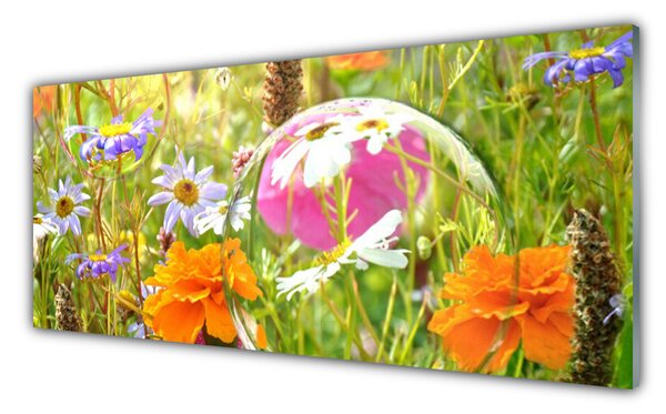 Tablou pe sticla Flori Natura Multi