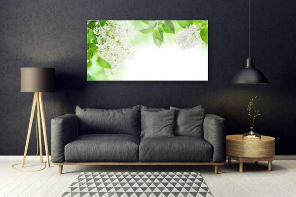 Tablou pe sticla Petale Floral Alb Verde