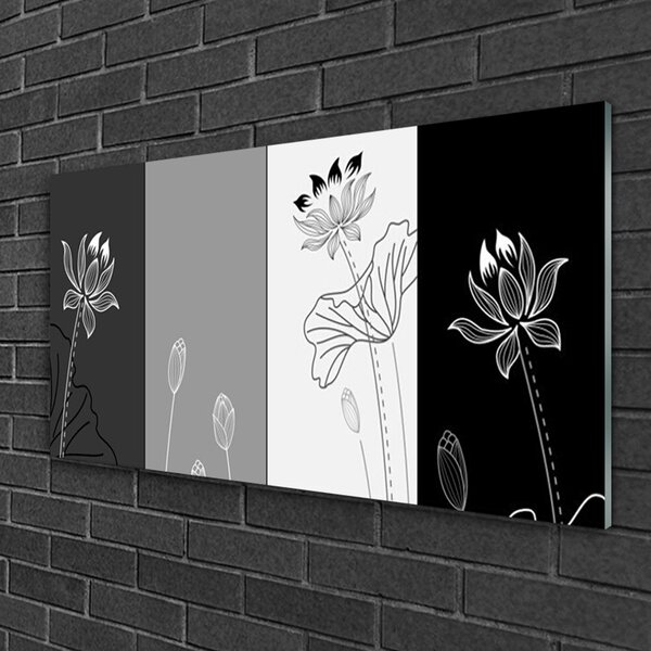 Tablou pe sticla Abstract Art Gri Alb Negru