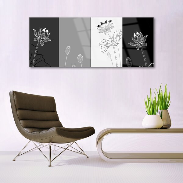 Tablou pe sticla Abstract Art Gri Alb Negru