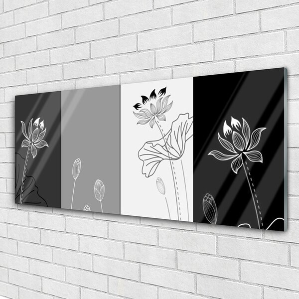 Tablou pe sticla Abstract Art Gri Alb Negru