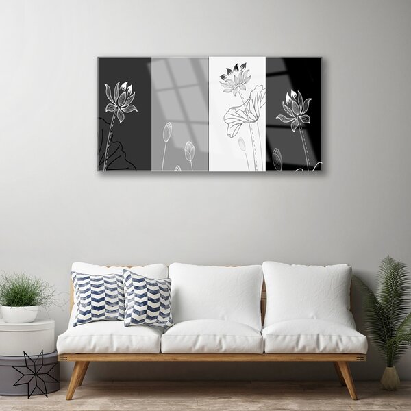 Tablou pe sticla Abstract Art Gri Alb Negru