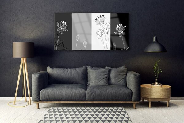 Tablou pe sticla Abstract Art Gri Alb Negru