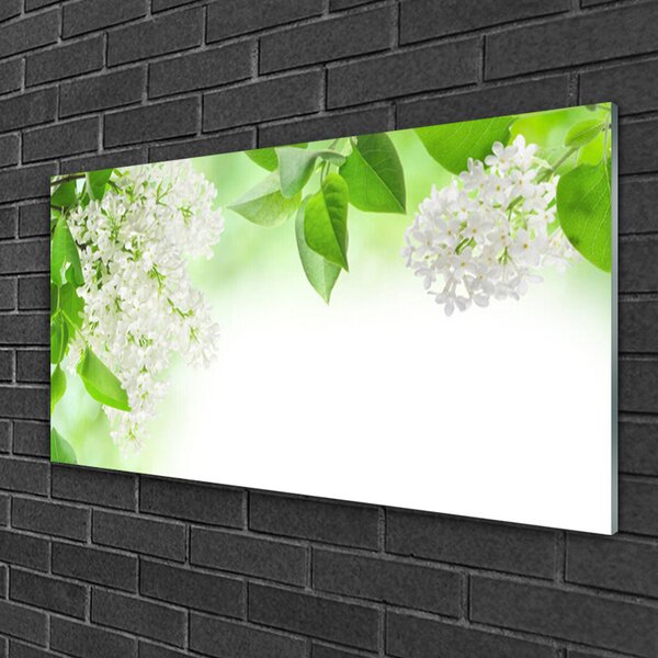 Tablou pe sticla Petale Floral Alb Verde