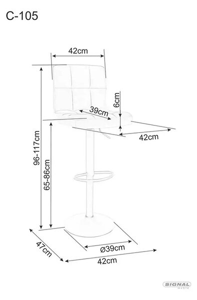Scaun bar C105, bej inchis - Bluvel 40/negru, stofa catifelata/metal