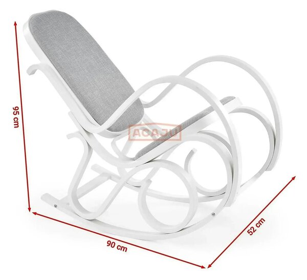 Balansoar MAX BIS PLUS, lemn curbat/stofa clasica gri/alb, 52x90x95 cm