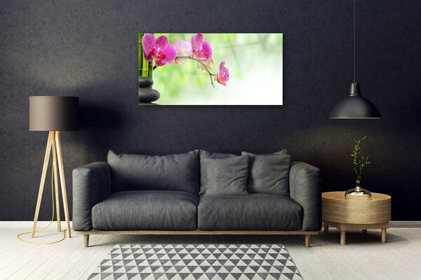 Tablou pe sticla Pietrele florale flori Roșu Negru