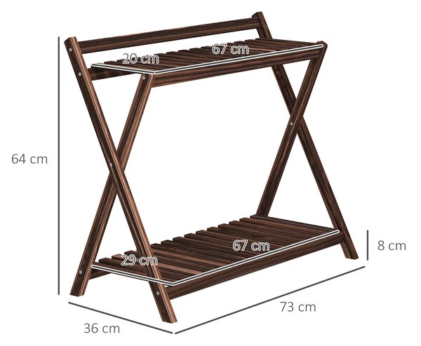 Outsunny Set de 2 Suporturi pentru Plante cu 2 Niveluri, 73x36x64 cm, Maro | Aosom Romania