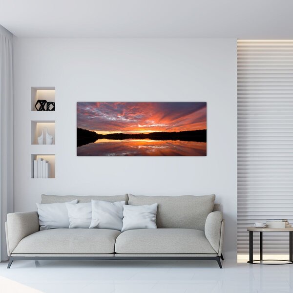 Tablou - Apus de soare peste lac (120x50 cm)