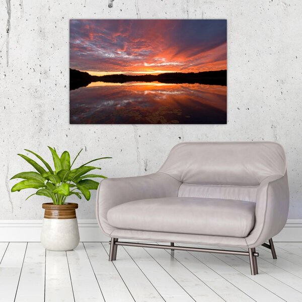 Tablou - Apus de soare peste lac (90x60 cm)