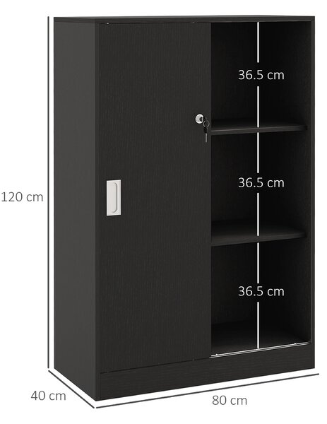 HOMCOM Dulap de Birou 3 Rafturi cu Încuietoare și 2 Chei de Securitate 80x40x120 cm Negru | Aosom Romania