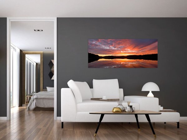 Tablou - Apus de soare peste lac (120x50 cm)