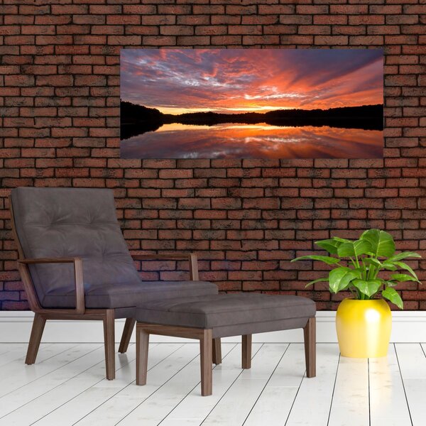Tablou - Apus de soare peste lac (120x50 cm)