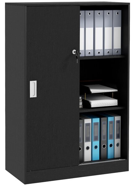 HOMCOM Dulap de Birou 3 Rafturi cu Încuietoare și 2 Chei de Securitate 80x40x120 cm Negru | Aosom Romania