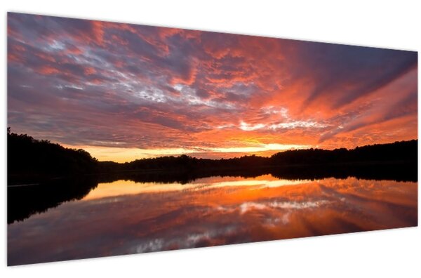 Tablou - Apus de soare peste lac (120x50 cm)