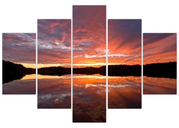 Tablou - Apus de soare peste lac (150x105 cm)