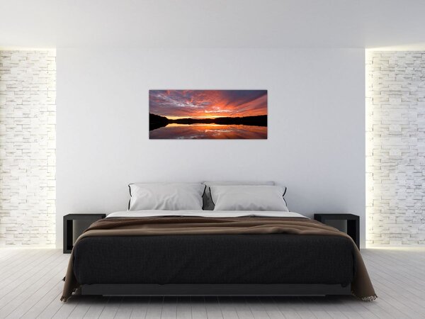 Tablou - Apus de soare peste lac (120x50 cm)