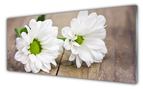 Panou sticla bucatarie Flori Floral Alb Verde