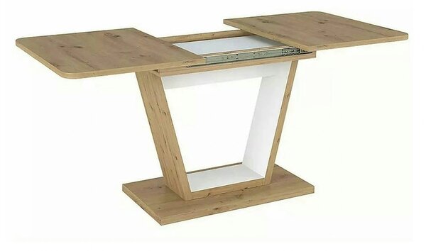 Masa extensibila NIGEL, stejar artisan/alb, PAL laminat, 120/160x80x76