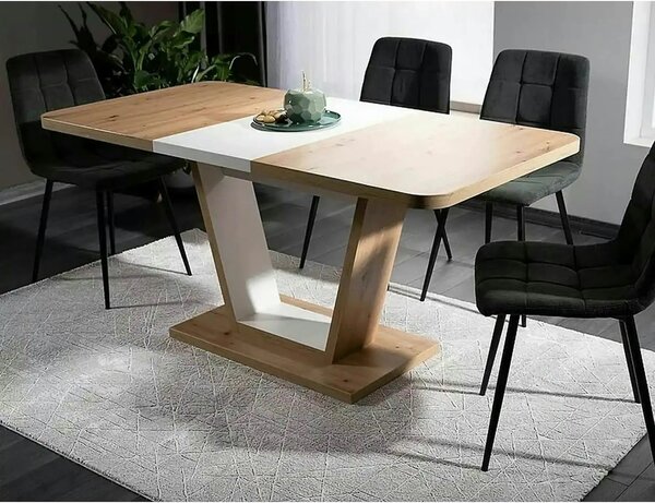 Masa extensibila NIGEL, stejar artisan/alb, PAL laminat, 120/160x80x76
