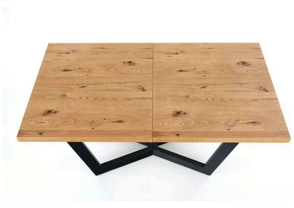 Masa extensibila MASSIVE, stejar/negru, furnir/metal, 160-250x90x77 cm