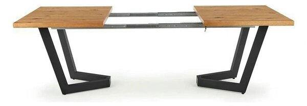 Masa extensibila MASSIVE, stejar/negru, furnir/metal, 160-250x90x77 cm