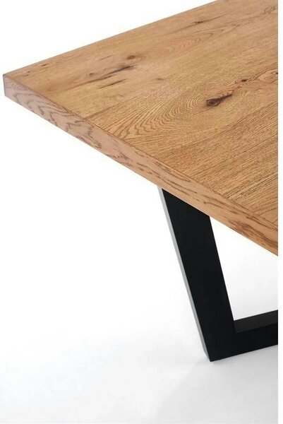 Masa extensibila MASSIVE, stejar/negru, furnir/metal, 160-250x90x77 cm