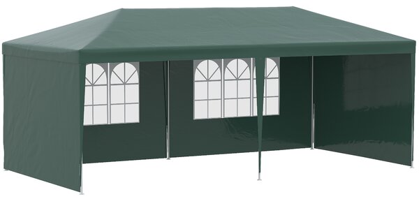 Outsunny Cort de Grădină cu Orificii de Drenaj, Pereți Detașabili și Ferestre, 6x3 m, Verde | Aosom Romania