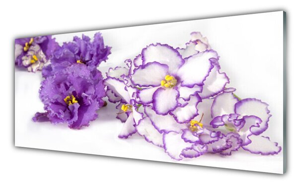 Tablou pe sticla Flori Floral Violet Alb