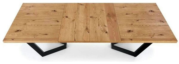 Masa extensibila MASSIVE, stejar/negru, furnir/metal, 160-250x90x77 cm