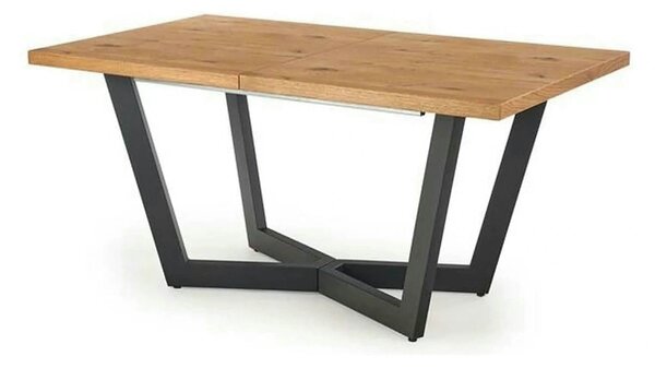 Masa extensibila MASSIVE, stejar/negru, furnir/metal, 160-250x90x77 cm