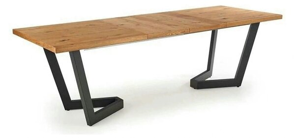 Masa extensibila MASSIVE, stejar/negru, furnir/metal, 160-250x90x77 cm