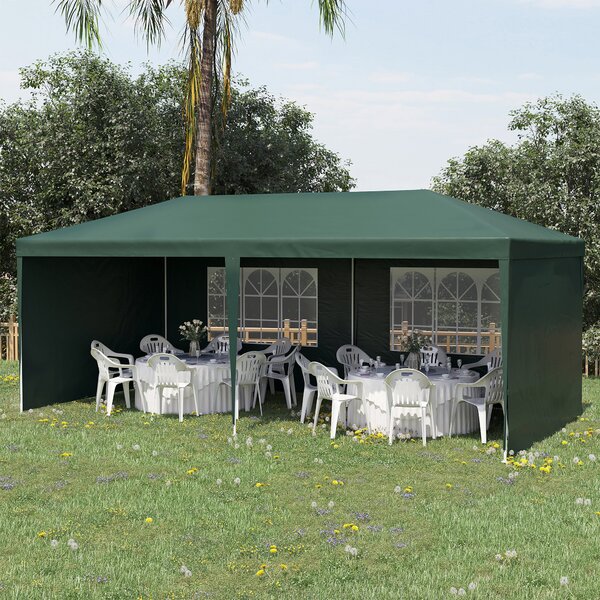 Outsunny Cort de Grădină cu Orificii de Drenaj, Pereți Detașabili și Ferestre, 6x3 m, Verde | Aosom Romania
