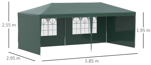 Outsunny Cort de Grădină cu Orificii de Drenaj, Pereți Detașabili și Ferestre, 6x3 m, Verde | Aosom Romania