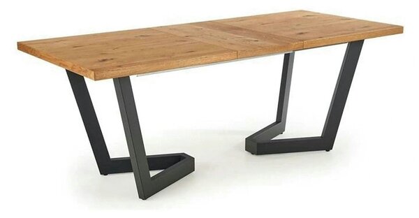 Masa extensibila MASSIVE, stejar/negru, furnir/metal, 160-250x90x77 cm