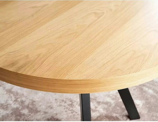 Masa DOMINGO, stejar natural/negru, PAL laminat, 100/250x100x76 cm